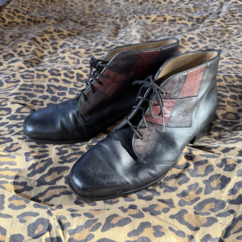 Vintage Black and Brown Ankle Boots